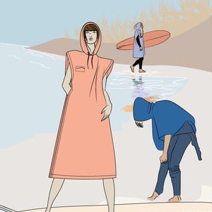 Changing Robe Poncho- One Size Surf Poncho Beachwear Outdoor Sewing ...