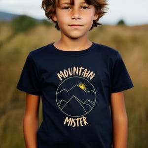 Boy's Outdoor Shirt Nature T-Shirt Sunset Mountain Shirt For Outdoor Adventure T-Shirt Nature Lover Gift for Boy Sunrise Tee Family Hiking