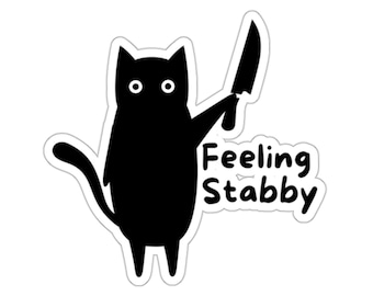 Feeling Stabby Black Cat Sticker for Spooky Halloween