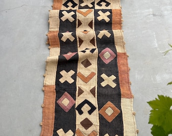 Vintage Kuba Cloth: Handwoven Raffia Textile, African Wall Art