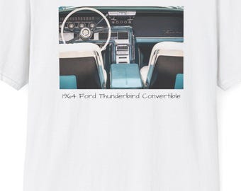 Camiseta de coche clásico, camiseta de coche vintage, camiseta de coche retro, regalo para amantes de los coches, ropa de muscle car, Ford Thunderbird, convertible