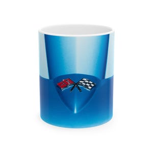 Corvette Stingray Checkered Flag Ceramic Mug, Muscle Car Racing Car Lover Gift, Vintage Auto Enthusiast Cup, Coffee Tea Gift for Him,