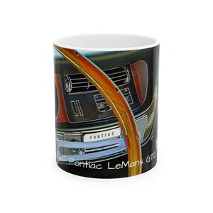 tasse vintage en céramique de muscle car, voiture classique Pontiac LeMans GTO 1965, cadeau pour les amateurs de voitures, tasse à café, tasse à thé, cadeau pour lui, père de famille