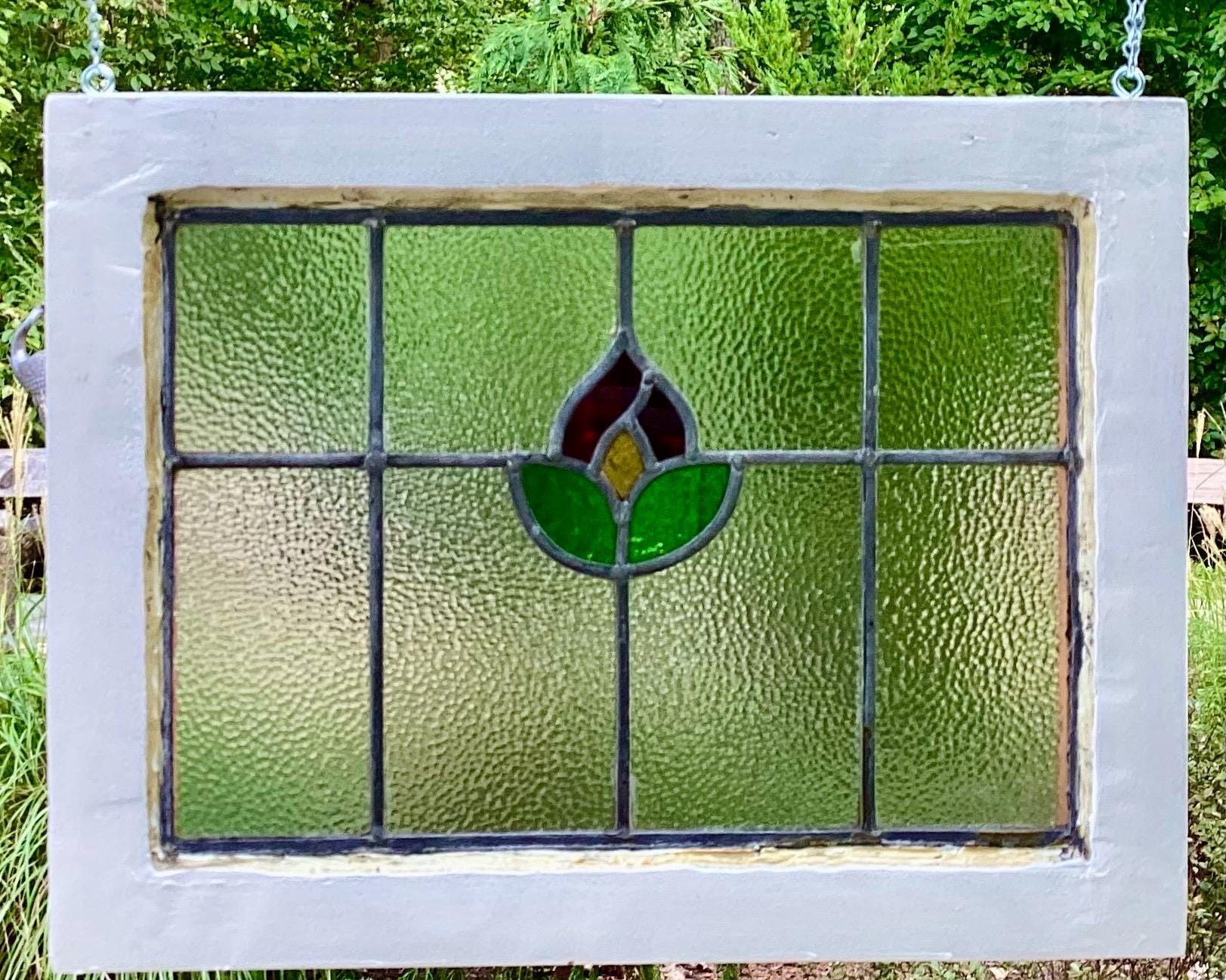 Antique Stained Glass Panel: Restored Leaded Flower Window Art- 001 - Etsy