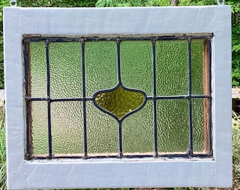 Restored Antique Stained Glass Window: Floral Leaded Glass Art