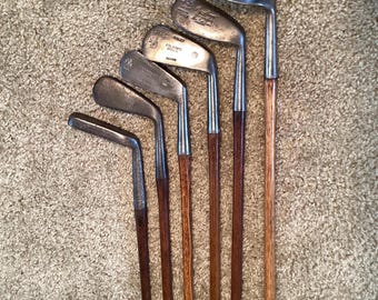 081-アンティークヒッコリーゴルフクラブセット：修復されたバーク