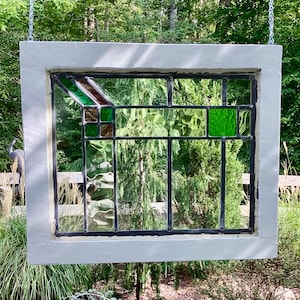 Antique stained glass panel, antique glass, architectural window glass, old glass panels, antique windows, antique leaded glass-006