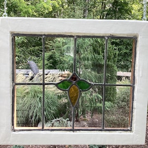 Antique leaded stained glass panels, leaded glass windows ,vintage window panels, restored antique stained glass, architect. glass-002,003