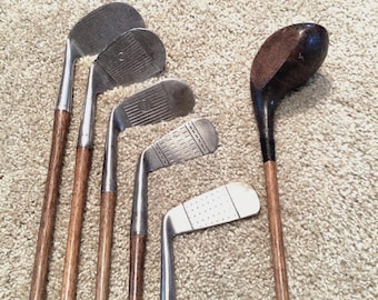 Restored Hickory Golf Club Set – Playable Ladies ( Senior Man ? ) Irons and Wood (1910-1920) 060