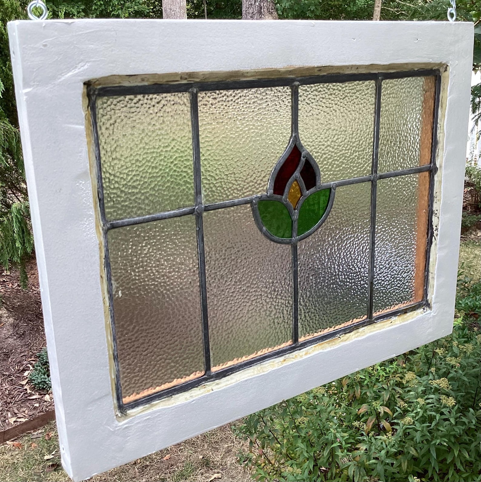 Antique Stained Glass Panel: Restored Leaded Flower Window Art- 001 - Etsy