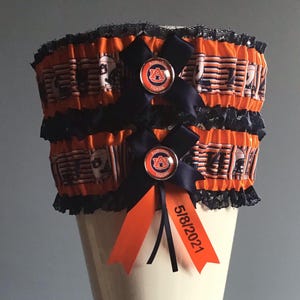 Auburn Tigers Personalised Wedding Prom Garter and Tossing Garter Set