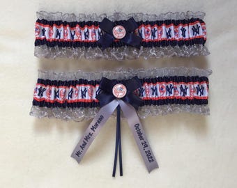 yankees garter belt NY New York Yankees Inspired Baseball Wedding Garter Belt Set W/ White Lace