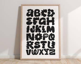 Sensory Alphabet Print: Black and White Nursery Art