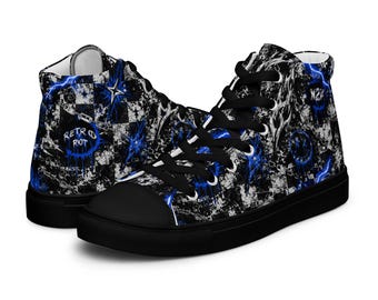 Zapatillas altas estilo cyber grunge Y2K, calzado de lona de estilo urbano alternativo.