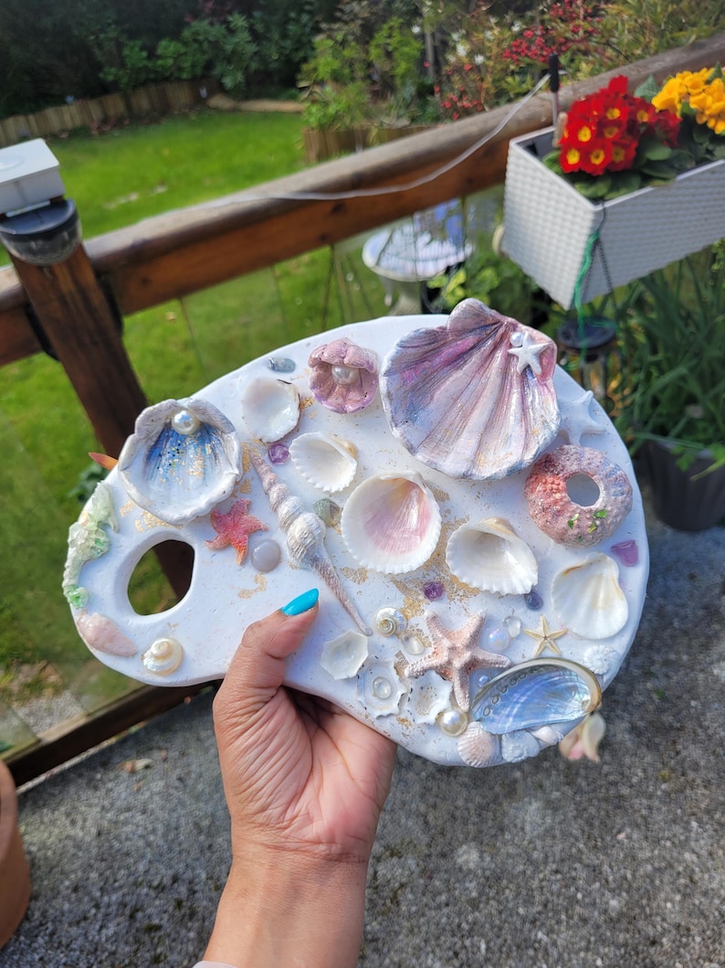Palett Shell Seashell Paint Palette | Mermaid Artist Mixing Tray, Fairytale Shell ...