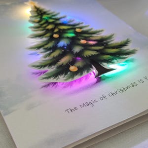 Personalised Light Up Christmas Card: LED Light Up Tree, Custom Luxury Holiday Greeting, Xmas keepsake gift