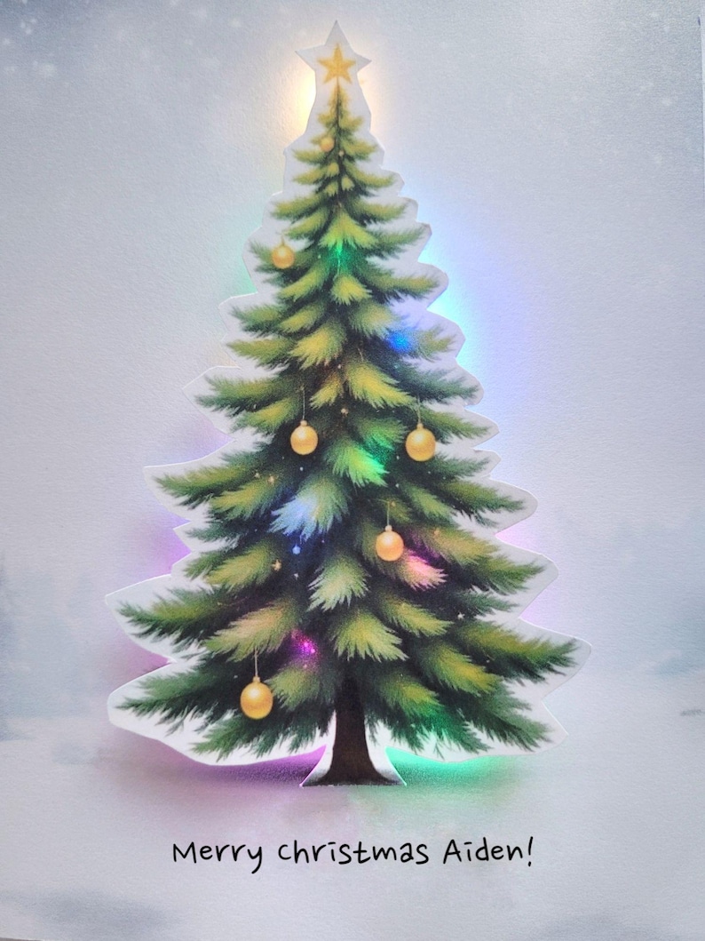 Personalised Light Up Christmas Card: LED Light Up Tree, Custom Luxury Holiday Greeting, Xmas keepsake gift
