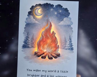 Tarjeta de felicitación iluminada personalizada, hecha a mano con LED para San Valentín y aniversario, regalo romántico de lujo, aventura en la hoguera.
