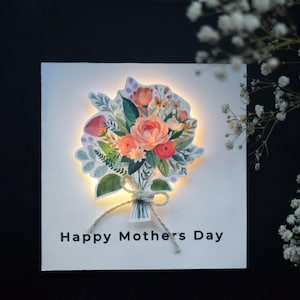 Light Up LED personalisierte Nachrichtenkarte | Grußkarte maßgeschneidertes Andenken, Einzigartiges Geschenk mit messge, Blumenstrauß 3D Kunstkarte