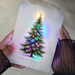 Personalised Light Up Christmas Card: LED Light Up Tree, Custom Luxury Holiday Greeting, Xmas keepsake gift