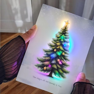 Personalised Light Up Christmas Card: LED Light Up Tree, Custom Luxury Holiday Greeting, Xmas keepsake gift