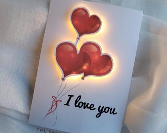 Valentinstag Liebeskarte für Frau, Jubiläums-Licht oben LED-Karte, handgemachte Luxusgrußkarte für Freundin, Freund, Ehemann