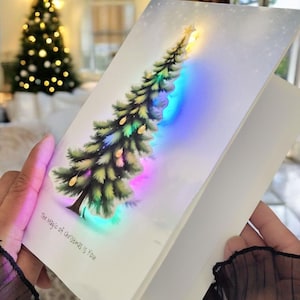 Personalised Light Up Christmas Card: LED Light Up Tree, Custom Luxury Holiday Greeting, Xmas keepsake gift
