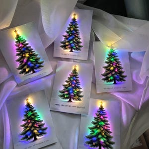 Personalised Light Up Christmas Card: LED Light Up Tree, Custom Luxury Holiday Greeting, Xmas keepsake gift