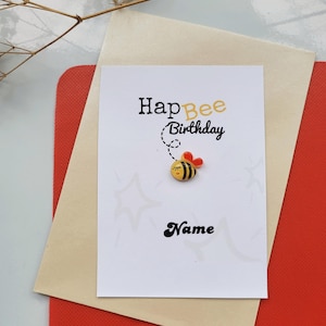 Nome personalizzato biglietto di auguri di compleanno ape desiderio carino ape ricordo fatto a mano ciondolo personalizzato messaggio carta regalo di conforto