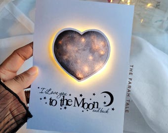 Jubiläum Leuchtkarte, Valentines Love You to the Moon and Back | Handgefertigtes Geschenk für Mutter, Frau, Freundin, Freund, Ehemann