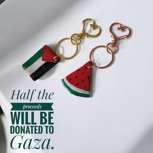 Free Palestine Keychain, Watermelon Solidarity Keyring, Palestinian Flag Keychain, Pro-Palestine Key Holder, Support Gaza Accessory