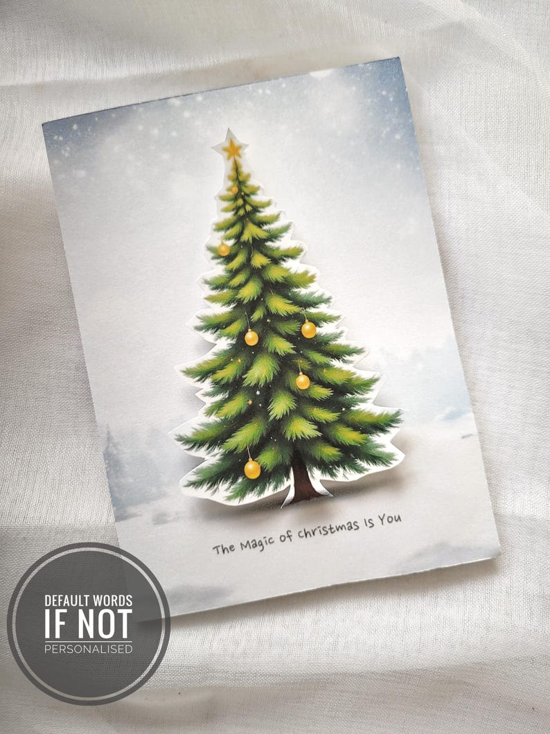 Personalised Light Up Christmas Card: LED Light Up Tree, Custom Luxury Holiday Greeting, Xmas keepsake gift