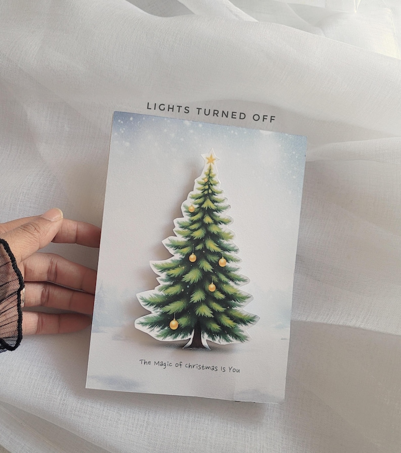 Personalised Light Up Christmas Card: LED Light Up Tree, Custom Luxury Holiday Greeting, Xmas keepsake gift