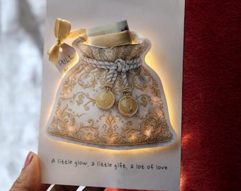 Tarjeta iluminada personalizada, regalo en tarjeta con sorpresa extraíble, tarjeta con regalo en el interior, regalo para el Día de la Madre, boda, cumpleaños, aniversario.