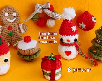 Amigurumi Christmas Ornaments - 8 PDF Patterns (1 is for FREE) - Super affordable price