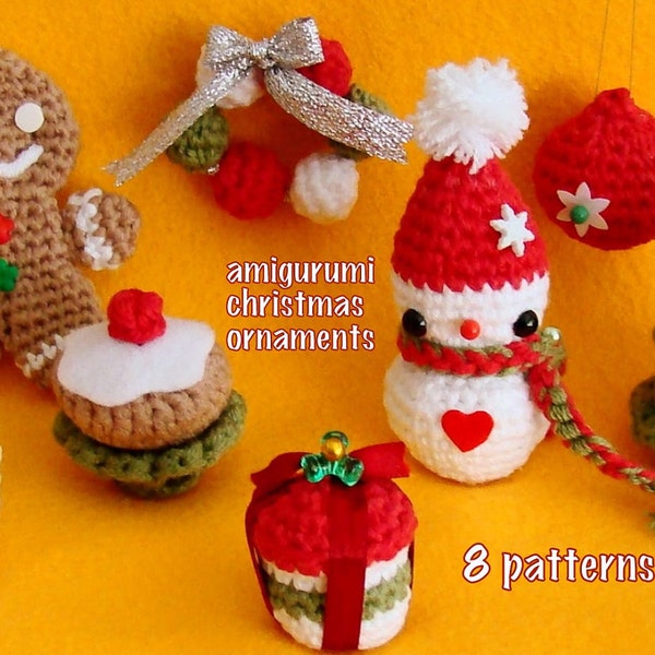 Amigurumi Christmas Ornaments - 8 PDF Patterns (1 is for FREE) - Super affordable price