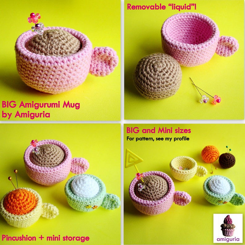 Big Amigurumi Mug PDF pattern by Amiguria FREE Mini Mug PDF pattern included image 2