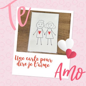 Carte Ensemble, carte Saint Valentin, Toi et Moi, Couple enfantin
