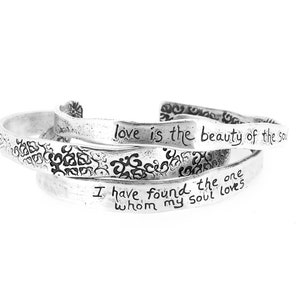 Handcrafted sterling silver Rumi out beyond ideas quote cuff . inspirational jewelry cuff bangle . valentine gift by peacesofindigo image 1