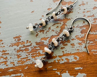 keishi pearl and opal dangle earrings by peacesofindigo
