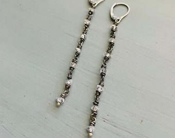 long herkimer diamond quartz dangle earrings by peaces of indigo