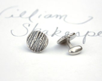 sterling silver cuff links . woodgrain bark mens cufflinks . wedding cufflinks . ready to ship gift for him groom men