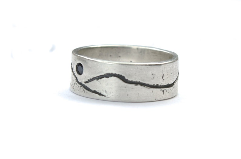 Custom Recycled Silver Wedding Band. Eco Friendly Mountain Etsy