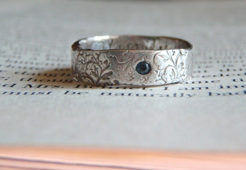 Rustic sapphire wedding  band  fair  trade sapphire and Etsy