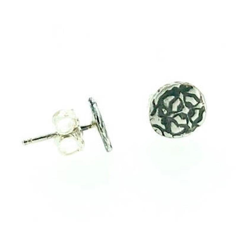 sterling silver stud post earrings . small sterling silver earrings . tiny flower tudor rose earrings . ready to ship image 3