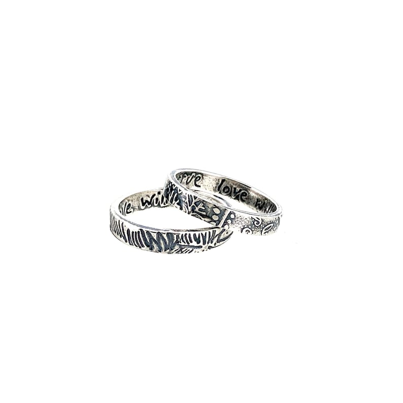 purity ring . true love will wait ring . vine paisley or feather engraved promise ring by peacesofindigo . ready to ship size 5 6 7 8 image 5