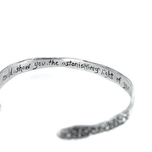 sterling silver hafiz quote cuff . inspirational jewelry . astonishing light bangle bracelet . stocking stuffer gift  by peacesofindigo