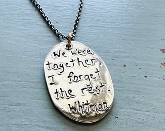 sterling silver Walt Whitman love quote necklace . literature inspired jewelry . ready to ship gift