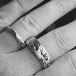 rustic sterling silver wedding band ring . river rock wedding ring with inscription image 7