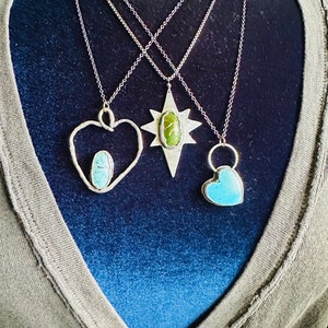 Blue moon turquoise and twig heart necklace . sterling silver statement necklace handcrafted by peacesofindigo image 9